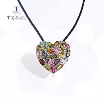 Роскошное ожерелье из натурального камня с турмалином в форме сердца, женские изысканные украшения из стерлингового серебра 925 пробы, подарок на годовщину L розовый/коричневый