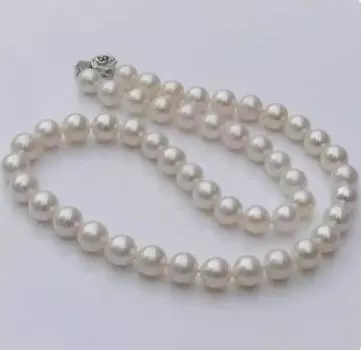 Роскошное ожерелье из натурального жемчуга диаметром 9–10 мм, яркое, светлое, из натурального жемчуга, изысканные ювелирные изделия