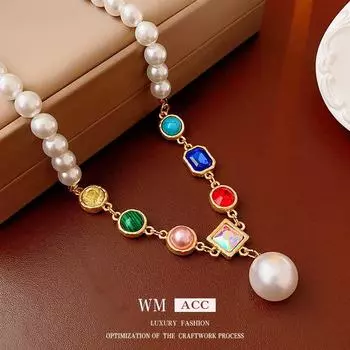 Роскошное ожерелье из разноцветных хрустальных жемчужин – персонализированное и модное Beaded necklace