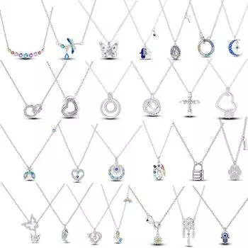 Роскошное ожерелье из серебра 925 пробы с оригинальным цирконием в виде стрекозы, бабочки, светлячка, звезды, луны, звено цепи для женщин, свадебные украшения