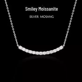 Роскошное ожерелье из стерлингового серебра 925 пробы с муассанитом в виде смайлика - цепочка с подвеской в стиле Niche gold moissanite necklace