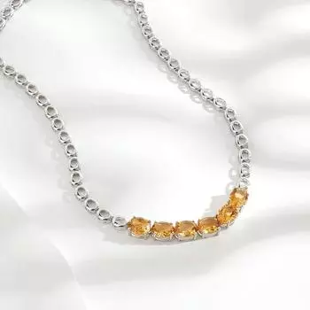 Роскошное ожерелье Noble Light из натурального цитрина из стерлингового серебра 925 пробы. Женские наряды для банкетов, вечеринок и помолвок. Ювелирные украшения в подарок. 45cm жёлтый