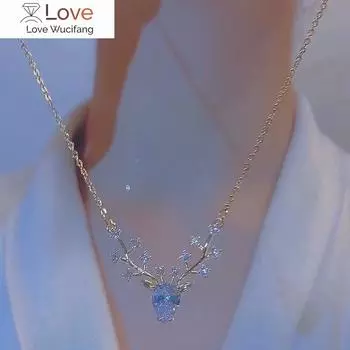 Роскошное ожерелье One Deer Has You Little Elk для женщин, модная подвеска в виде дикой ключицы, подарок на день рождения 50cm синий