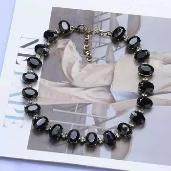 Роскошное ожерелье с черными кристаллами и драгоценными камнями для ужина 2021 года, короткие украшения, аксессуары
