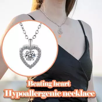 Роскошное ожерелье с мерцающим сердцем, бьющаяся хрустальная цепочка, подарок на День святого Валентина серебряный