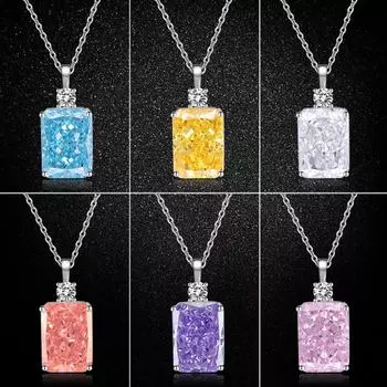 Роскошное ожерелье с подвеской из желтого бриллианта большого карата и огранкой «ледяной цветок» single pendant фиолетовый