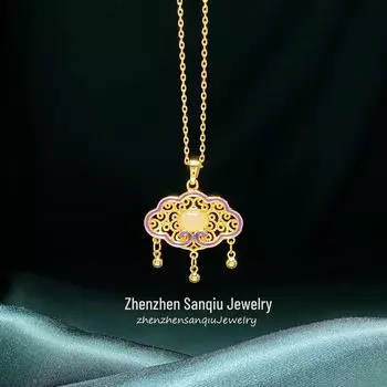 Роскошное ожерелье с подвеской Jade Ruyi - элегантная китайская цепочка на ключицу для женщин TD0326; 41cm (inclusive) - 50cm (inclusive); 10g