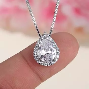 Роскошное ожерелье с подвеской в виде капли воды из кубического циркония для женщин, простые элегантные аксессуары для шеи, свадебные украшения для вечеринок белый