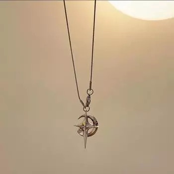 Роскошное ожерелье с подвеской в виде луны и звезды, галактика для женщин, крутая цепочка на шею, цепочка на ключицу, ювелирные изделия в корейском стиле, подарок на вечеринку 1PC