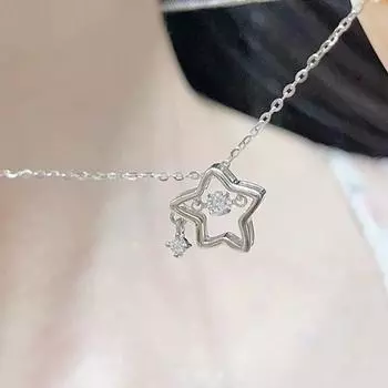 Роскошное ожерелье со звездами и сердцем из горного хрусталя, модное очаровательное колье-цепочка на ключицы, кулон для женщин и девочек, вечерние свадебные украшения