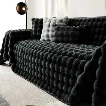 Роскошное плюшевое полотенце для дивана с имитацией кролика, зимнее теплое пушистое покрывало, супермягкий гладкий утолщенный бархатный чехол для дивана 180x130cm 1pc