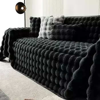 Роскошное плюшевое полотенце для дивана с имитацией кролика, зимнее теплое пушистое покрывало, супермягкий гладкий утолщенный бархатный чехол для дивана 180*130cm 1pc коричневый