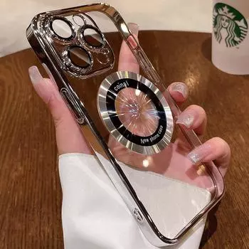 Роскошное покрытие для чехлов для телефонов Magsafe для iPhone 15 14 13 12 11 Pro Max Plus, защитная пленка для линз с беспроводной зарядкой, прозрачная задняя крышка For iPhone 11 ProMax