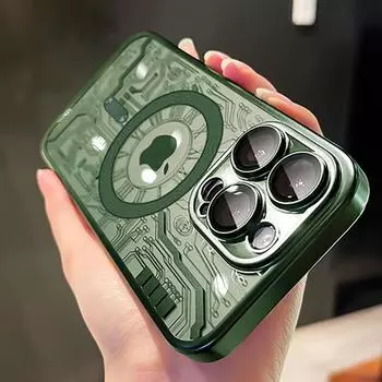 Роскошное покрытие для магнитных чехлов Magsafe для телефонов IPhone 14 13 11 12 Pro Max 14 Plus, защитная крышка для камеры, чехол для беспроводной зарядки For iPhone 14 ProMax зелёный