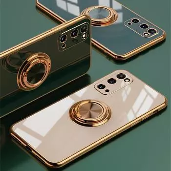 Роскошное покрытие, мягкий силиконовый чехол-подставка с магнитным кольцом для Samsung Galaxy S21 Ultra/S20 FE/S20 Ultra/S20 Plus/S20/Huawei/iPhone/Xiaomi Redmi XiaoMi RedMi K40/K40 Pro чёрный
