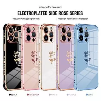 Роскошный чехол с розовым покрытием для iPhone 16 15 14 Pro Max 13 11 Samsung S24 S23 FE A54 A34 Google Pixel 8, противоударный мягкий цветной чехол из ТПУ iPhone 15 чёрный