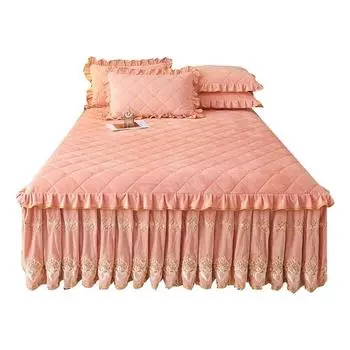 Роскошное покрывало AI WINSURE European Queen размера King Size, бархатная юбка с вышивкой, толстая мягкая простыня с 2 наволочками 150x200cm 59x79inch