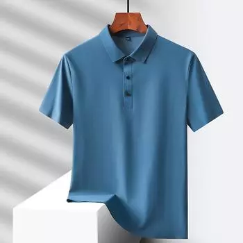 Роскошное поло из ледяного шелка 18 цветов: Унисекс Летний Модный Лацкан Бизнес Короткий Рукав M