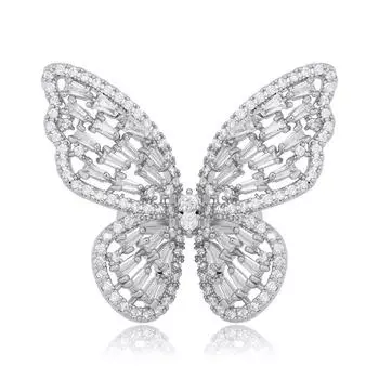 Роскошное полое кольцо с бабочкой из циркона, легкое, роскошное женское регулируемое кольцо для диеты из полного циркония. Adjustable opening