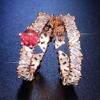 Роскошное позолоченное кольцо Niche Design с цветными бриллиантами из 18-каратного розового золота, помолвочное кольцо с микрозакрепкой opening adjustable