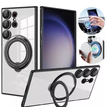 Роскошное прозрачное кольцо с покрытием для чехла Magsafe для Samsung Galaxy S23 S22 Ultra Plus A54 A04S Xiaomi Redmi Note 12 iPhone 15 14 13 12 Pro Max, мягкий чехол For Samsung Galaxy A04S серебряный