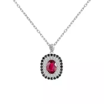 Роскошное серебряное ожерелье с подвеской из натурального рубина, элегантное и благородное для женщин, подарок на годовщину, банкет или помолвку 45cm красный