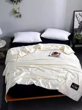 Роскошное стеганое шелковое одеяло с имитацией шелка, элитное атласное одеяло Queen на весну и лето, механическая стирка, мягкое удобное тонкое одеяло 150x200cm