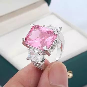 Роскошное стильное блестящее розовое кольцо Параиба для женской вечеринки, розовое кольцо для женщин, минималистичное свадебное кольцо для невесты resizable розовый