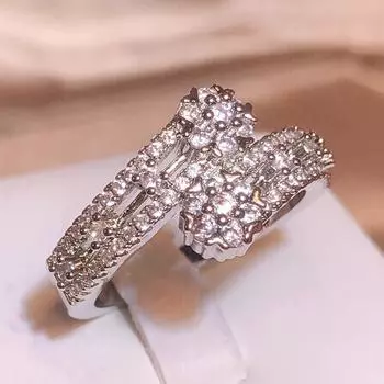 Роскошное супер блестящее женское обручальное кольцо с лестницей из циркона, изысканный подарок на выпускной, ювелирные изделия для рук, горячая распродажа, ювелирное кольцо для пары 6 белый