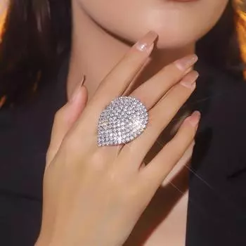 Роскошное сверкающее хрустальное разомкнутое кольцо, модное каплевидное регулируемое кольцо Opening adjustable