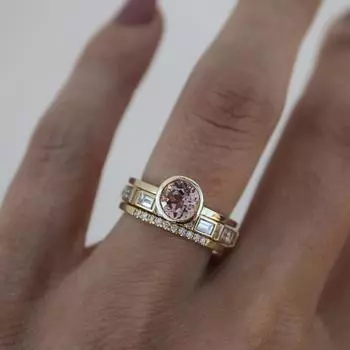 Роскошное трехкомпонентное кольцо цвета шампанского, женское помолвочное кольцо No. 5