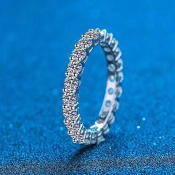 Роскошное твердое серебро 925 пробы, обручальное кольцо с муассанитом 3 мм, 0,1 карата, полный бриллиант, для женщин, обручальные кольца 2,2 карата 10