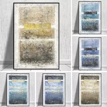 Роскошное украшение для дома, современная абстрактная золотисто-синяя картина, настенная живопись маслом для гостиной, спальни, постер 21cm30cm NoFrame