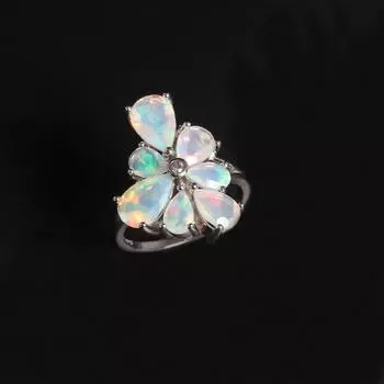 Роскошное уникальное дизайнерское кольцо с натуральным эфиопским опалом 3,62 карата, драгоценный камень хорошего качества, серебро S925, изысканные ювелирные изделия для женщин, подарок US RING SIZE:7# разноцветный