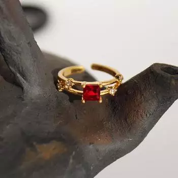 Роскошное винтажное кольцо золотого цвета с латунным покрытием, с изумрудным цирконом и рубиновыми акцентами Adjustable Opening