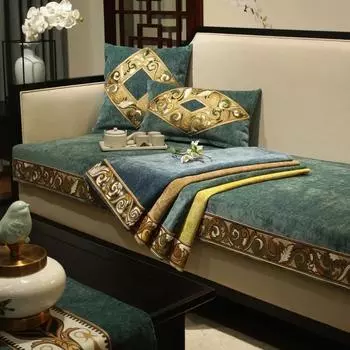 Роскошное вышитое полотенце для дивана, модные однотонные высококачественные полотенца для дивана из синели, китайские противоскользящие чехлы для дивана для гостиной 70x70cm 1pcs