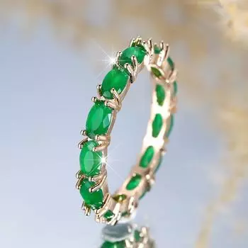 Роскошное зеленое кольцо из циркония для женщин, розовое золото, винтажные свадебные украшения, лучший подарок для девушки 6 зелёный/золотой