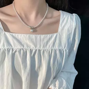 Роскошное жемчужное ожерелье для женщин. Роскошные праздничные подарки. Жемчужное ожерелье. Аксессуары для одежды. 45cm серебряный