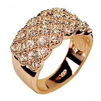 Роскошное женское кольцо на палец с инкрустацией горным хрусталем, свадебное ювелирное изделие, подарок золотистый