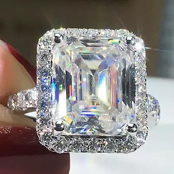 Роскошное женское кольцо, винтажное большое квадратное женское кольцо No. 6 серебряный