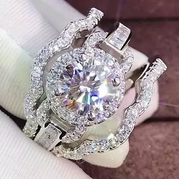 Роскошное женское кольцо, винтажное круглое женское кольцо 6