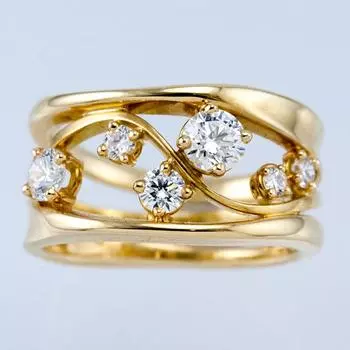 Роскошное женское кольцо золотого цвета с полым дизайном, инкрустированное ослепительным круглым вырезом с кристаллом циркона, модное кольцо для свадьбы и вечеринки 10