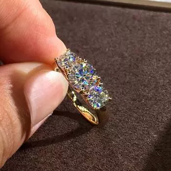 Классическое женское кольцо, бижутерия 6 золотой