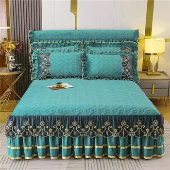 Роскошное зимнее покрывало на кровать, толстое домашнее кружевное покрывало в стиле юбки, простыни с вышивкой, хлопковые покрывала в европейском стиле 150x200cm 1pcs