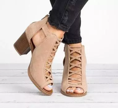 Роскошные 2024 Новые Весна Лето Сексуальные Повседневные Римские Ботильоны Женские Сандалии Женские Туфли На Среднем Высоком Каблуке Большой Размер 43 Черный 35