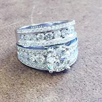 Роскошные 2 шт./компл. парные кольца, свадебные аксессуары для помолвки для женщин с фианитом AAA, серебряный цвет, модные ювелирные изделия 8