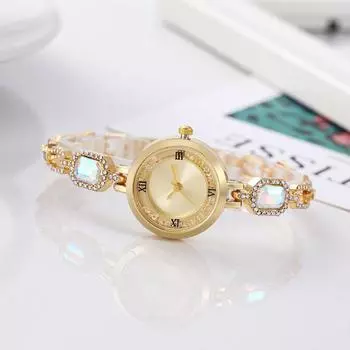 Роскошные элегантные часы для женщин, золотой браслет, янтарные ювелирные изделия, кварцевые наручные часы, новая мода, ретро, оригинальные женские часы золотой