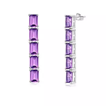 Роскошные элегантные ювелирные изделия с натуральными драгоценными камнями, африканским аметистом и серьгами из стерлингового серебра 925 пробы для женщин, подарок на годовщину банкета фиолетовый