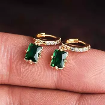 Роскошные элегантные зеленые квадратные серьги-капли для женщин, аксессуары для свадебной вечеринки, модные женские ювелирные серьги зелёный/золотой