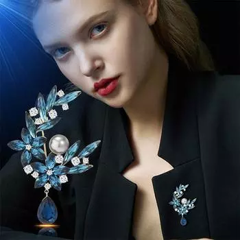 Роскошные элегантные женские девушки стразы стеклянные цветы капли броши булавки дамский блестящий костюм офисные украшения корсаж аксессуары 1PC